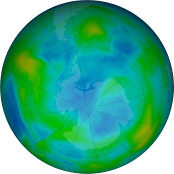 Antarctic ozone map for 2025-06-06